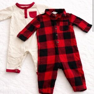 Red & Black Buffalo Plaid Baby Romper